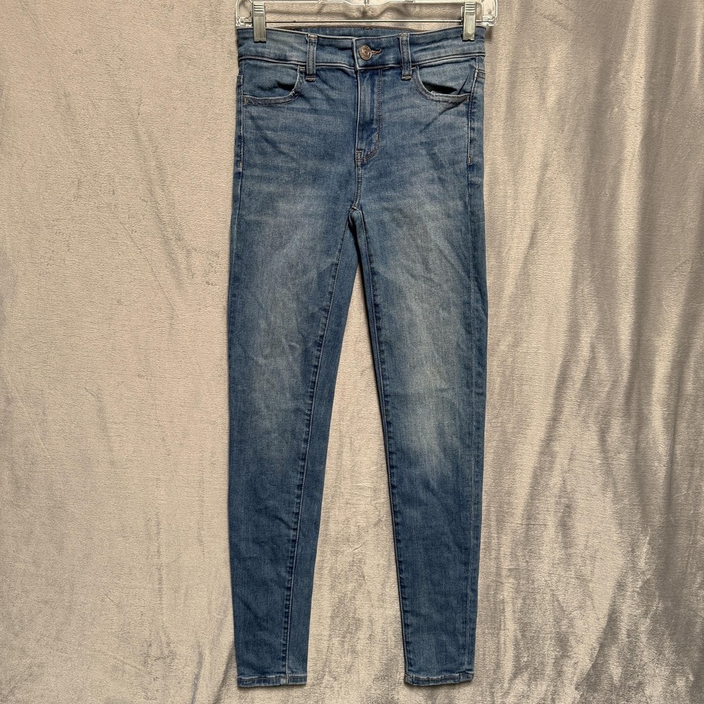 American Eagle Jeans Womens 0 Blue Next Level Stretch Skinny Mid Rise Denim